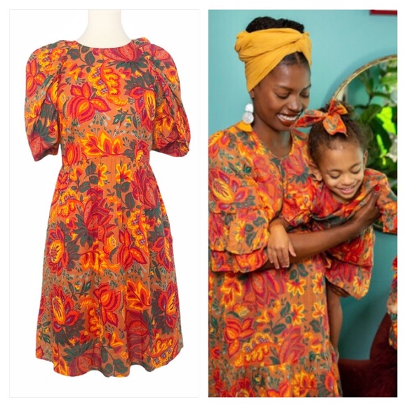 BANJANAN RONA MINI DRESS IN MEADOW SWEET CARAMEL - Picture 1 of 10